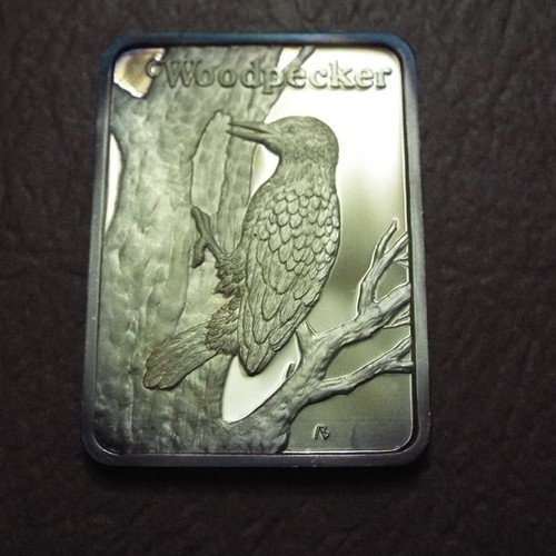 1976 BIRDS OF AMERICA - WOODPECKER 1 Oz Silver PROOF G/P Art Bar HAMILTON MINT - Picture 4 of 12