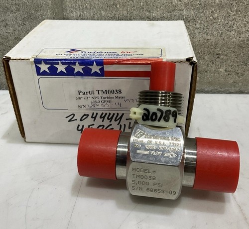 TURBINES INC TM0038 TURBINE METER  3/8" X 1" 5000PSI .35-3 GPM. NEW!    D5 - Picture 1 of 7