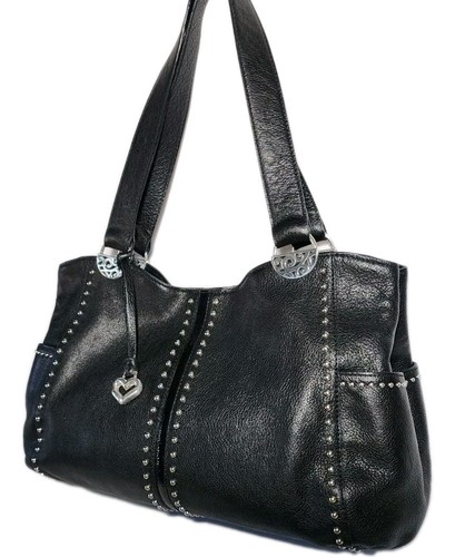 BRIGHTON ANDIE HÜBSCHE ROBUSTE BLAUE LEDER-SCHULTERHANDTASCHE MIT NIETEN 320 $ EXPOC - Bild 5 von 15