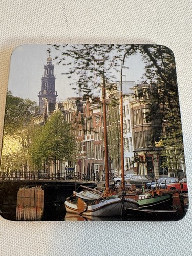 Lot 6 Photo Coasters of Amsterdam Cork Backing 3 3/4" Square Dam Square Magere - Picture 5 of 9
