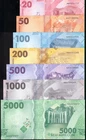 Kyrgyzstan full set 20, 50, 100, 200, 500, 1000, 5000 Som P-34-40 2023 UNC