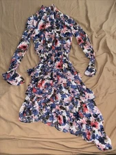 Misa Los Angeles Size XS Boho Chiffon Midi Floral Dress Made in USA 