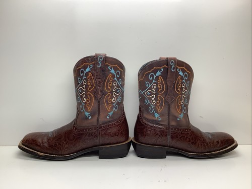 WOMENS ARIAT COWBOY SQUARE TOE FLORAL BROWN BOOTS SIZE 8 B - Picture 5 of 10