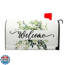 Welcome Spring Mailbox Covers Magnetic Standard Size 18" X 21",Green Eucalypt