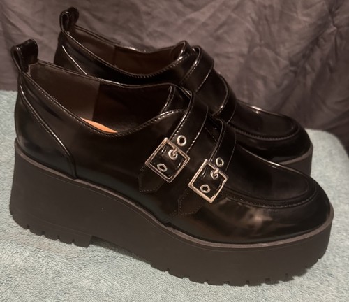 Mocasín Zodiac Perri para mujer con doble hebilla suela plataforma negro 10M nuevo sin caja - Imagen 1 de 5