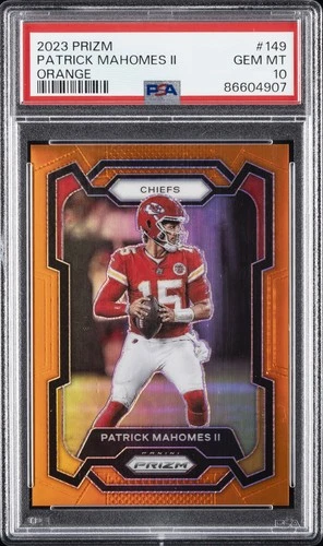 2023 PANINI PRIZM ORANGE PRIZM #149 PATRICK MAHOMES II 137/249 PSA 10