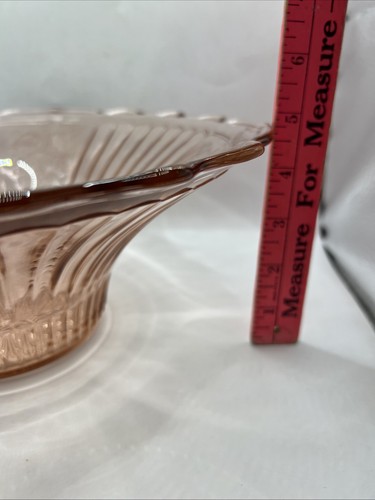 Vintage rosa Depression Glas Mayfair offene Rose 12 Zoll überbackene Obstschale - Bild 10 von 10