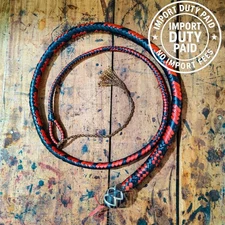 3ft to 14ft Red/Black Shots Loaded Snake Whip in Kangaroo/ Cowhide/ Goat Leather