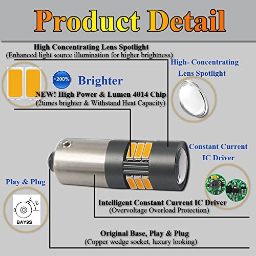 BAY9S H21W LED Leuchtmittel Amber High Power 4000LM extrem hell mit BAY9S-Amber - Bild 5 von 7