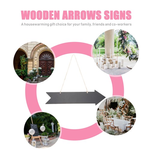 6 Pcs Rustic Decorations Wooden Pendant Direction Sign Chalkboard Arrows Black - Picture 2 of 11