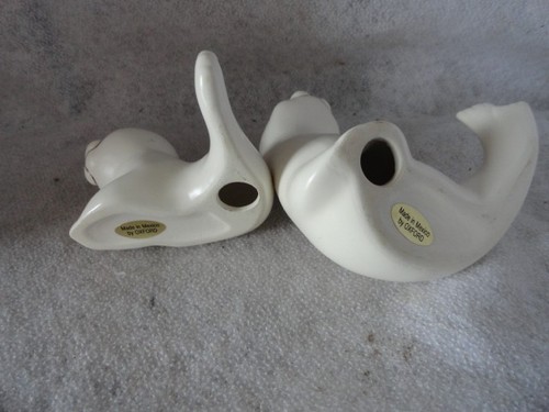 Figurine Oxford vintage mamma e bambino bianco sigillo e cucciolo ceramica made in Mexico - Foto 4 di 4