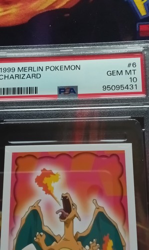 1999 Merlin Pokemon Charizard Sticker #6 PSA 10 Gem Mint - Picture 3 of 6
