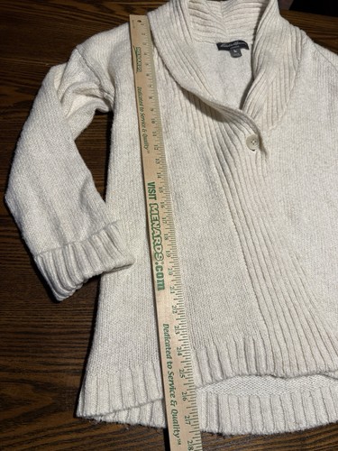 Eddie Bauer Lounge Cardigan Sweater Women’s L Ivory Long Sleeve Cozy Neutral - Picture 9 of 18