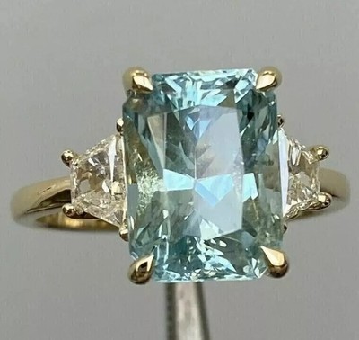 7.00 Ct Certified Radiant Natural Blue Diamond Ring VVS1 Yellow Gold Finish