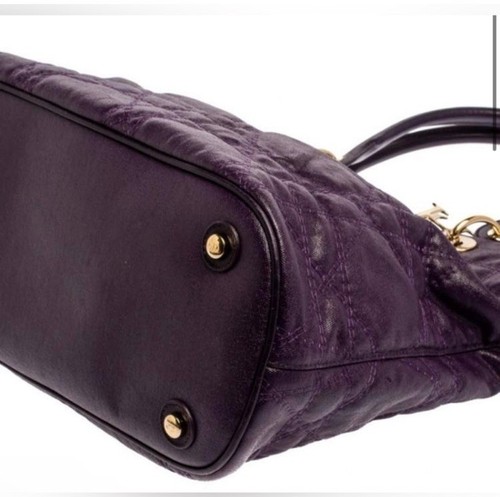 Dior Purple Cannage Quilted Coated Canvas and Leather Lady Dior Tote - Picture 10 of 14