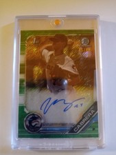 2019 1st Bowman Chrome Green Shimmer Edward Cabrera Autograph 85/99 Sharp-Rare