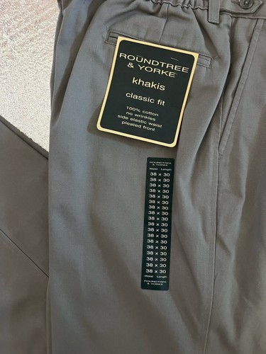 Rountree & York Khakis Classic Fit Men’s 38X30 Gray Khaki Pants Casual Slacks - Picture 5 of 7