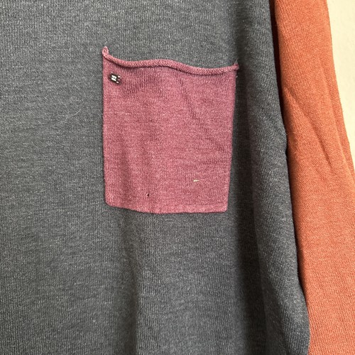 Billabong Crewneck Pullover Two Tone Sweater Front Pockets Mens Size Large - Picture 4 of 10