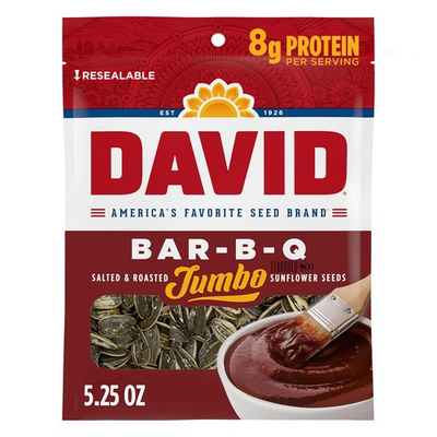 #ad DAVID Jumbo Sunflower Seeds Bar B Q Flavor 5.25 oz. $3.99