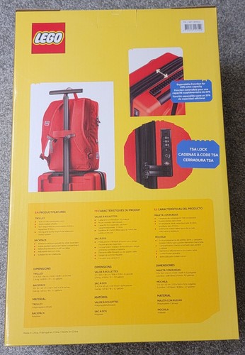 Lego Carry-on set expandable Trolley TSA lock & Backpack laptop compartment Red - Picture 2 of 4