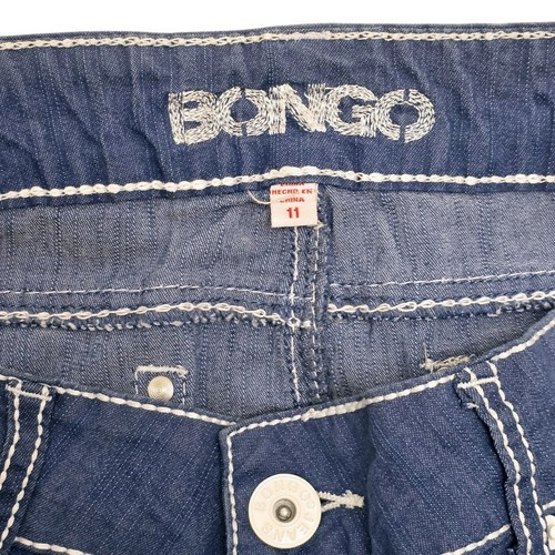 Vintage Y2K Bongo Denim Mini Skirt 90s 2000s Size 11 Juniors Blue White Outline - Picture 2 of 8