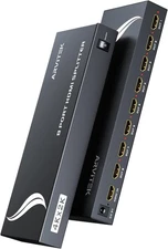 HDMI Splitter 1 in 8 Out,1x8 HDMI Duplicator w/Power Adapter, Supports 4K@30Hz