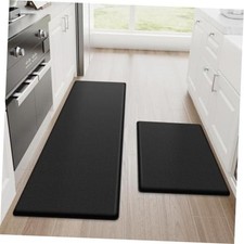 Kitchen Mats for Floor, 2-Piece Anti-Fatigue Kitchen Rugs, Black 17.3" x