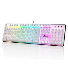 RK920 Full Size Mechanical Keyboard, Rainbow Backlit Gaming Brown Switch White