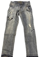 Vigoss Girl Jeans With Butterfly Embroidery, decorative rips SIZE 16