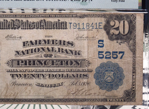 1902 20 $ Nationalbanknote *PRINCETON* KY Fr#659 PMG SS20 CH#5257 einfache Rückseite - Bild 3 von 7
