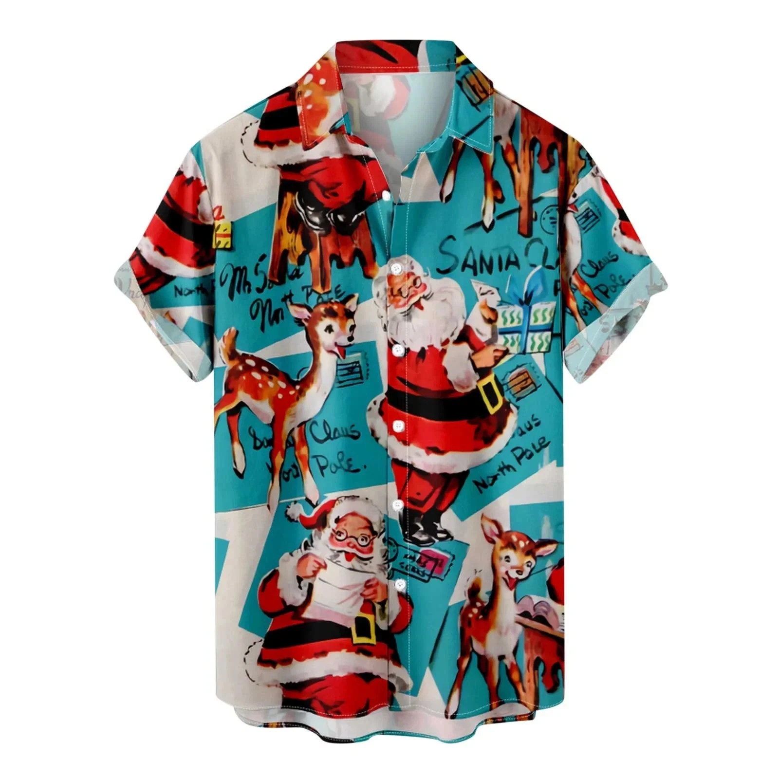 Santa Claus North Pole Pattern Hawaiian Shirts Unisex S-5XL