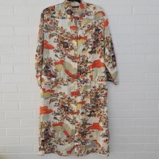 Japanese Kimono Robe Floral Print Multi-Color Size M 36-38 Made in Japan