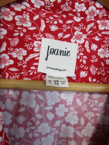 Joanie Carly Shirt Dress Size UK 12 Red Floral Fit Flare Belt Short Sleeve - Picture 3 of 9