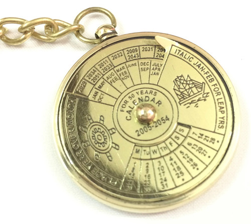 50 Year Perpetual Calendar Key chain Antique Brass Nautical Vintage Style gift - Picture 4 of 6