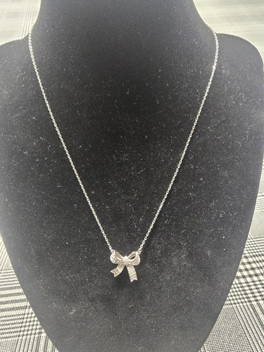 Damen Silber Schleife Halskette Brandneu