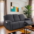 OKUYUK Recliner Chair Cover, 8-Pieces Stretch 3 Seater, Dark Gray 