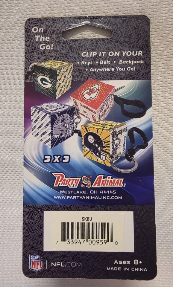Mini llavero cubo de velocidad con licencia oficial de la NFL 3x3 con clip Foto 2 de 3