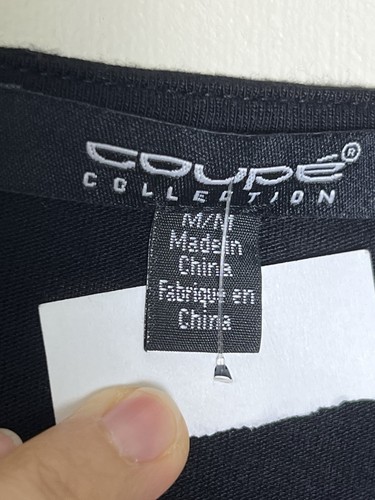 Coupe Collection Women Top Medium Long Sleeve Black Crochet Neckline Viscose NWT - Picture 7 of 12