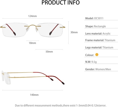 OCCI CHIARI Reading Glasses 3.5 magnification For Women Men Trendy Gold - Picture 5 of 6
