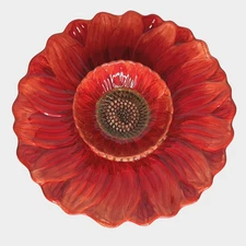 Maxcera Red Sunflower Chip And Dip Serving Platter Bowl Set Ceramic Tableware