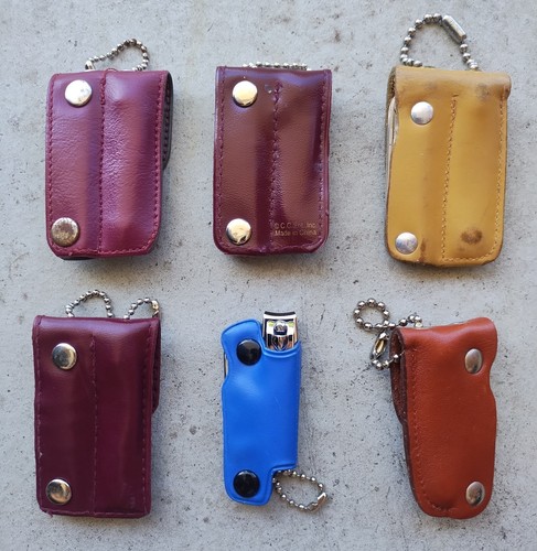 6x VTG NAIL CLIPPER MANICURE MULTITOOL FILE BOTTLE OPENER LEATHER CASE KEYCHAIN - Picture 19 of 21