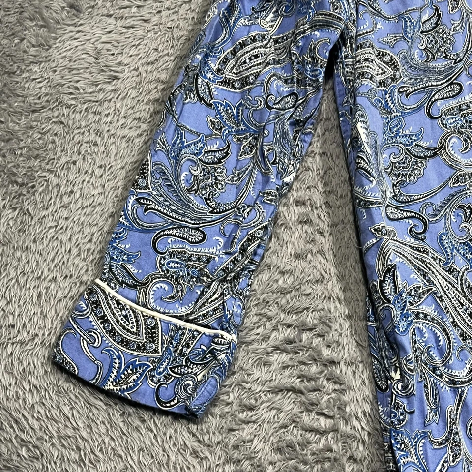 Top pijama largo Lauren Ralph Lauren túnica abotonada para mujer S azul cachemira Foto 4 de 4