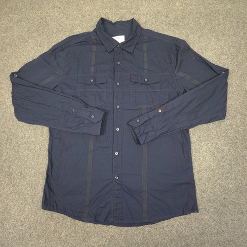 Marc Ecko Shirt Men LARGE Blue Long Sleeve Button Up cotton collared Size L - Picture 1 of 9