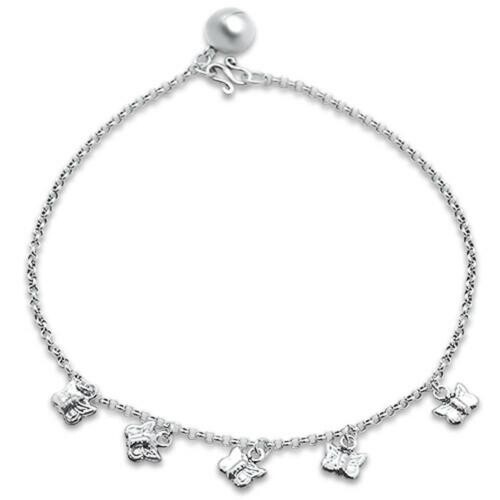 Plain butterfly .925 sterling silver anklet - Picture 1 of 1