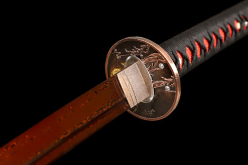 Damascus Folded Steel Red Blade Japanese Samurai Real Sword Katana Razor Sharp - Picture 7 of 14