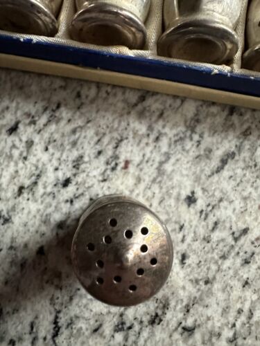 Vtg set of 6 Sterling Silver Individual Salt Shakers 15/8” 57.9 Grams New Old St - Picture 4 of 6