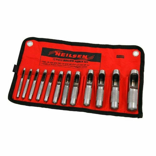 12 Piece Hollow Hole Punch Tool Set - Gasket Sheet Metal Leather Vinyl Plastic - 第 1/4 張圖片
