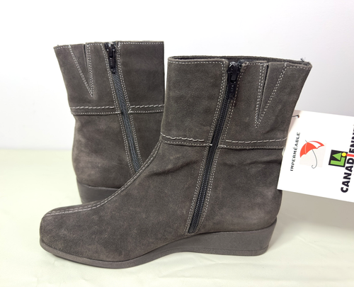 La CANADIENNE Wildleder Stiefeletten wasserdicht Keilabsatz, braun, Größe 7,5 M - Bild 12 von 19