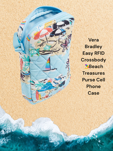 Vera Bradley Fácil RFID Bandolera Cartera Playa Tesoros Teléfono Celular Estuche Bolso Nuevo con Etiquetas - Imagen 2 de 2