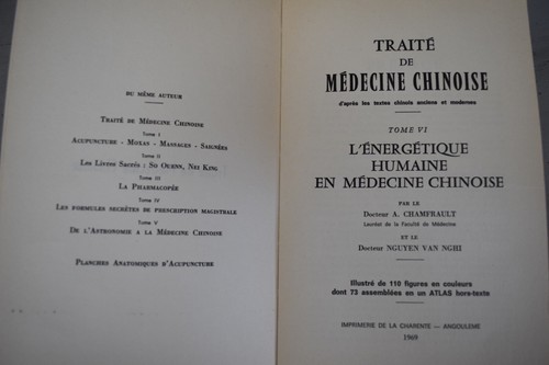 LIVRE L ENERGETIQUE HUMAINE EN MEDECINE CHINOISE TOME VI Dr A. CHAMFRAULT 1969 - Imagen 4 de 4